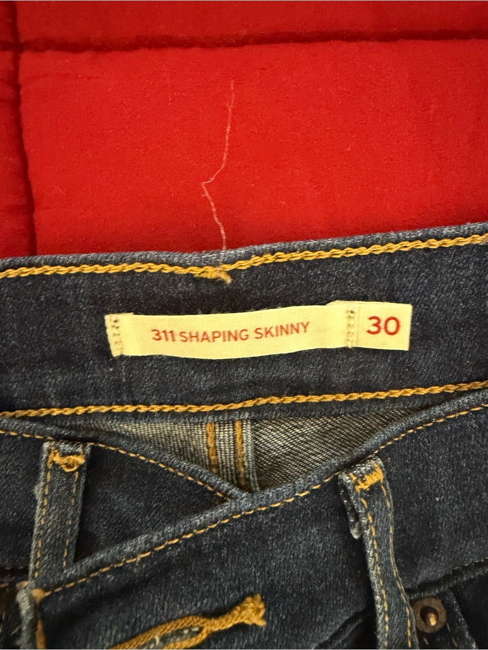 Levi's 311 Shaping Skinny Jeans - Dark Blue with Yellow Stitching women size 30